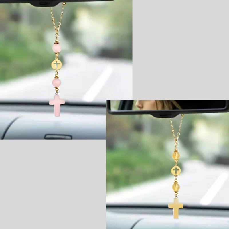 2/1 Piece with Random Color, Bohemian Retro Style Cross-Shaped Car Hanging Ornament, Can Be Used for Rearview Mirrors, Backpacks, and Key Decorations, Suitable as a Gift for Family, Friends, and Women on Birthdays or Valentine's Day, Halloween, or Christmas