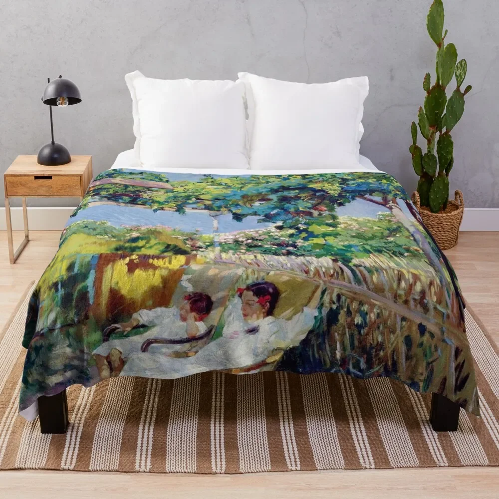 

Joaquin Sorolla y Bastida - Nap in the Garden 1904 Throw Blanket Beautifuls Polar christmas decoration Flannels Blankets