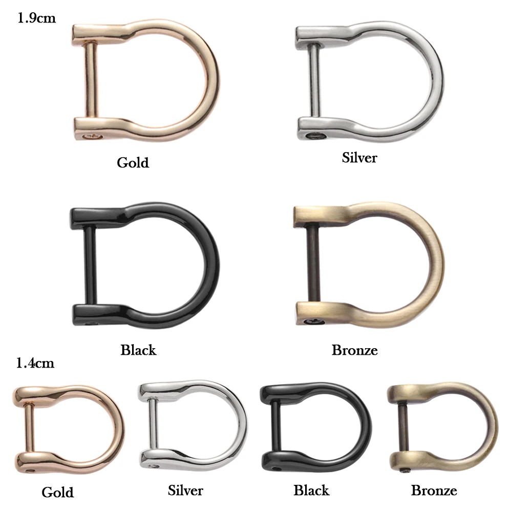 1.4cm/1.9cm Bag Strap Parts Open Screw Leather Craft Shackle Clasp Metal Buckle D Ring Webbing Buckles