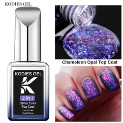 KODIES GEL Glitter Top Coat Chameleon Gel Nail Polish Aurora Opal Powder UV/LED Gel Finish Colorshift Manicure Nails Art Sealer