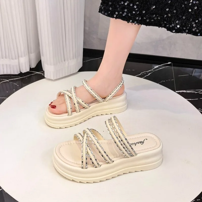 

Platform Sandals Women Wedge High Heels Shoes Leather Canvas Summer Zapatos Mujer Wedges Woman Sandal Plus Size 41 two ways to w