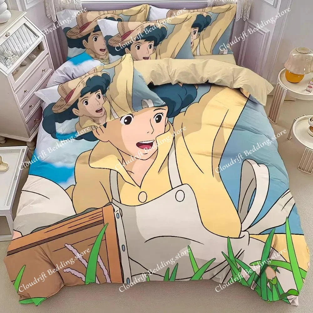 

comic Hayao Miyazaki,Microfibre Bedding Sets, Children's Bed Linen with Zip Ponyo Motif , Room Decor Duvet Cover for adult963