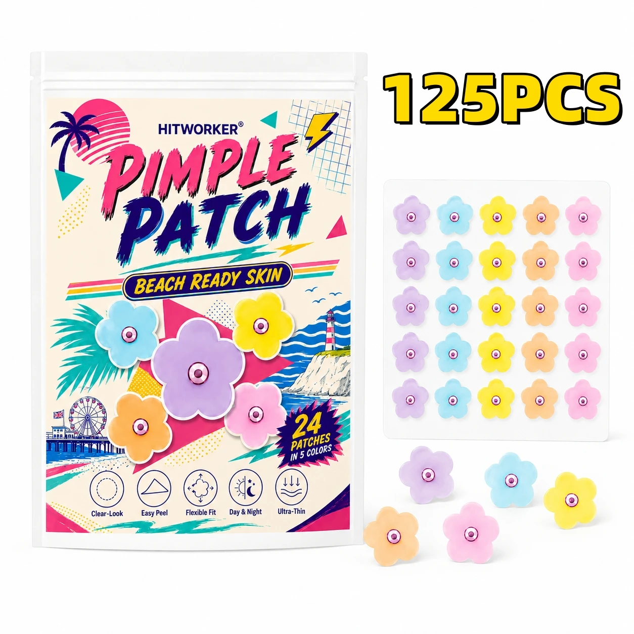 125PCS Pimple Cover Patches, Clear-Look Hydrocolloid Beauty Patches For Day And Night Use, Easy Peel Spot Cover