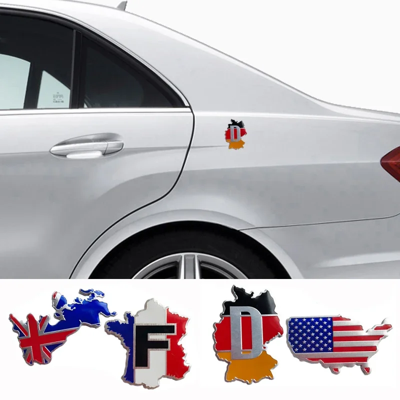 Aluminum Emblem British American Germany French Flag Map Badge for BMW E39 E46 E60 E90 E70 E83 F10 F20 F30 Decoration Sticker