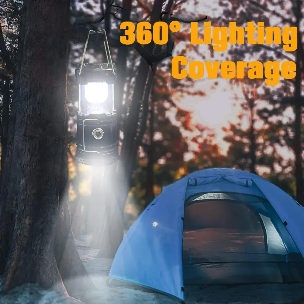 Solar LED Portable Lantern Telescopic Torch Lamp Multi-function Outdoor USB Charge Camping Emergency Tent Lamp Outdoor Lighting