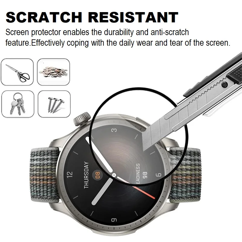 Protector de pantalla de borde curvo 3D para reloj inteligente Amazfit Balance, cubierta completa, película protectora suave, 3 piezas