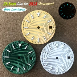 28.5mm Watch Dial Blue Green Luminous Watch Faces for ETA2836 Japan 8215/8200/821A Mingzhu 2813 Movement Men's Watch Accessories