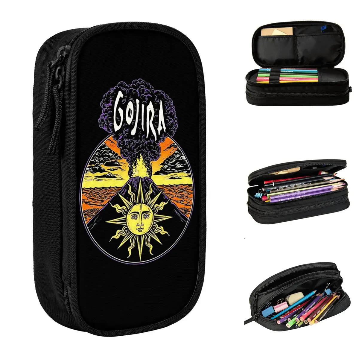 Gojiras Music Heavy Metal Pencil Case Pencil Pouch Pen Kids Large Storage Bags School Supplies Zipper Stationery