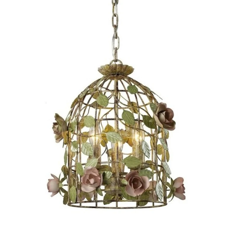 

American Country Pink Rose Chandelier Princess Room Bedroom Dining Room French Vintage Cloakroom Balcony Entrance Light