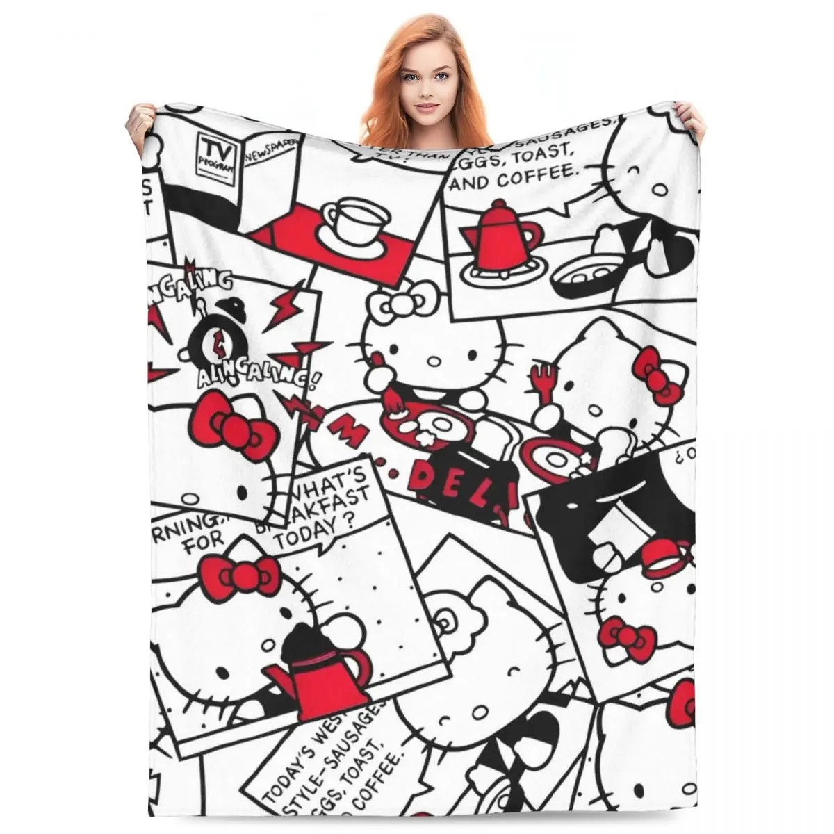 

Soft Warm Blankets Picnic Hello Kitty Email Throw Blanket Flannel Bedspread For Living RoomNovelty Sofa Bed Cover