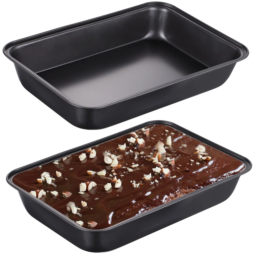 2Pcs Rectangle Cake Pans 12.6×8.7