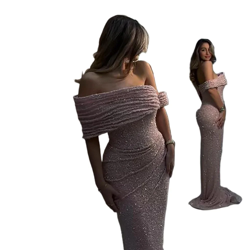 Maßgeschneiderte schulterfreie Meerjungfrau-Abendkleider mit Pailletten, glänzend, glitzernd, herzförmig, elegante Partykleider, formelles Abendkleid für Frauen
