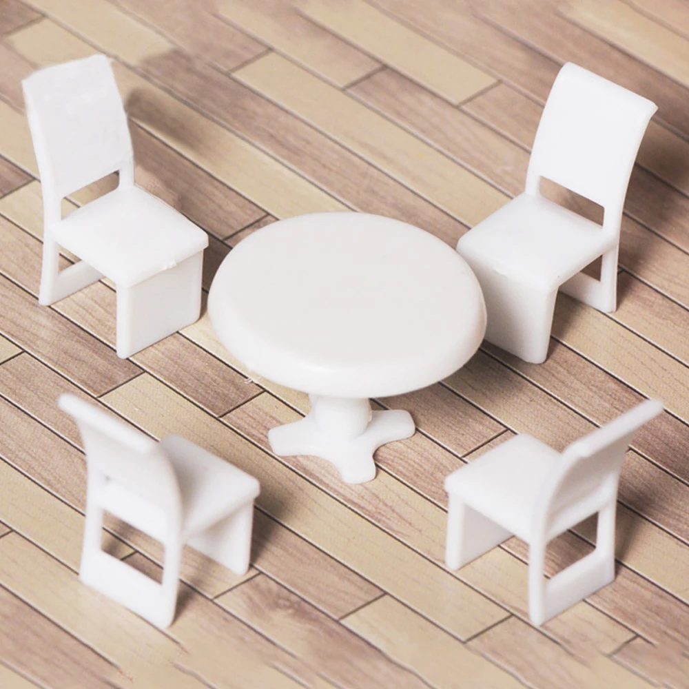 Miniature Table Chairs Set Model Indoor House/Outdoor Garden Scene Layout Materials Diorama Kits 5Sets/Lot