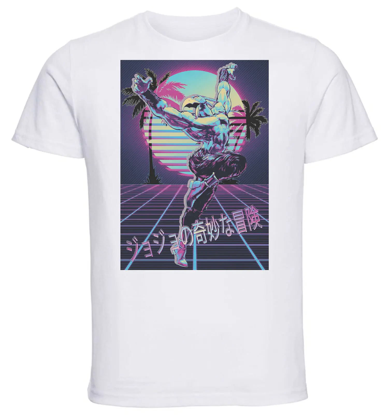 

White Vaporwave 80s Style TShirt Jojo Magician's Red