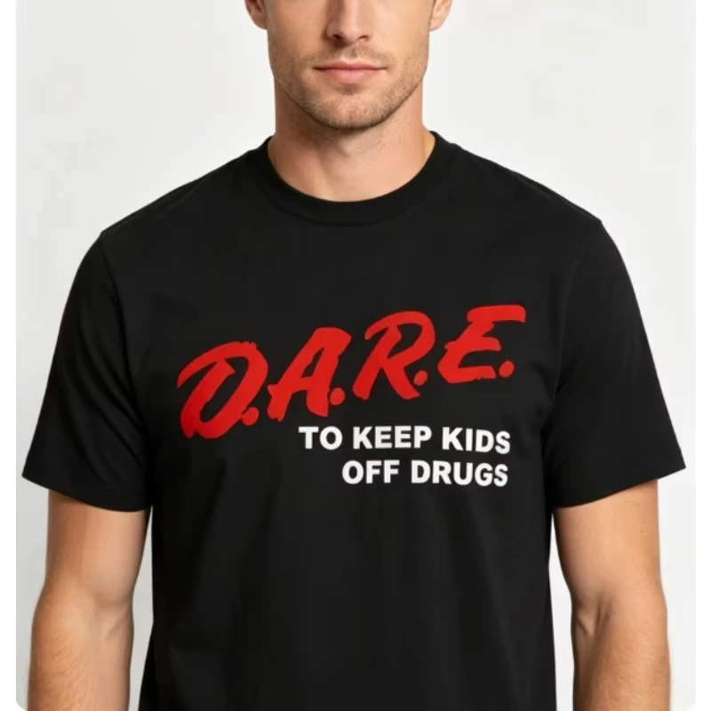 Men's Vintage 90S D A R E Graphic T-Shirt - Retro Anti-Drug Awareness Tee with Dare To Keep People Off Drugs Slogan Breathable