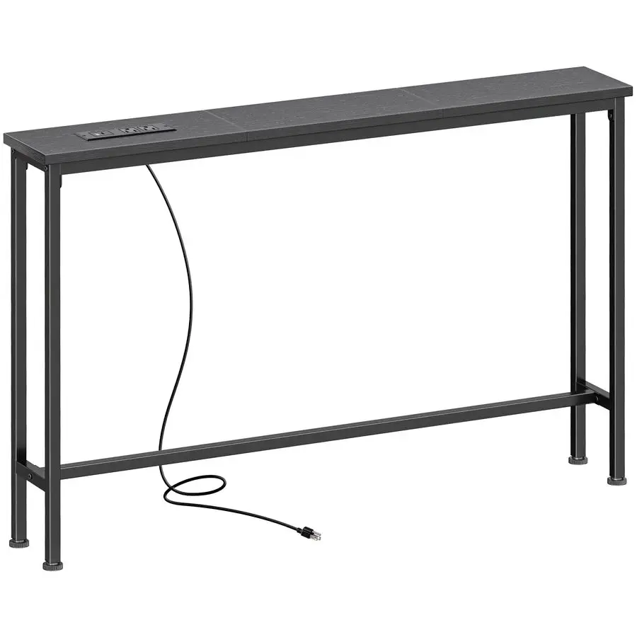 

Консольный столик 5,7 дюйма с розеткой, приставной столик, столик за диван, 5,7 x 39,4 x 29,7 дюймов, металлический каркас, зарядная станция, для...