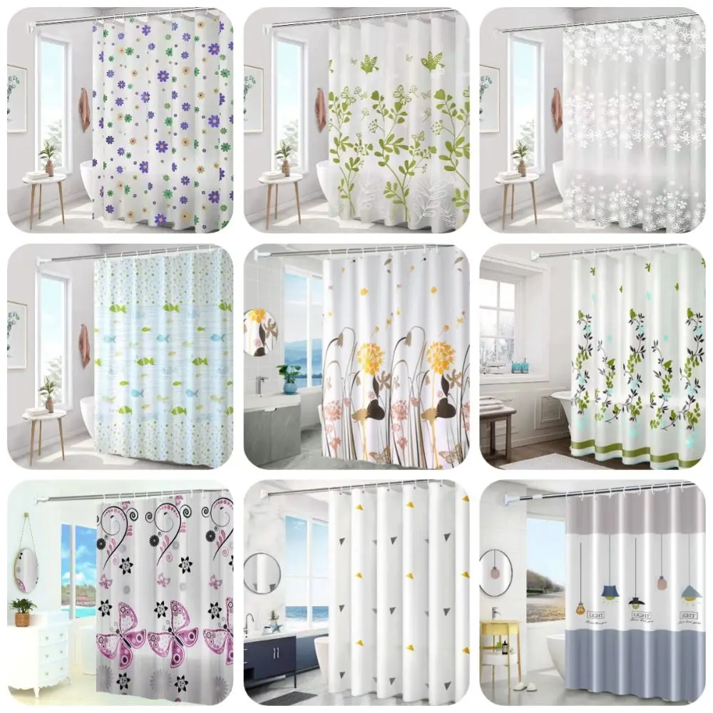 New Mildew Proof Shower Curtain with 12 Hook PEVA Bathroom Curtain 180*150cm Thickened Printed Shower Curtain