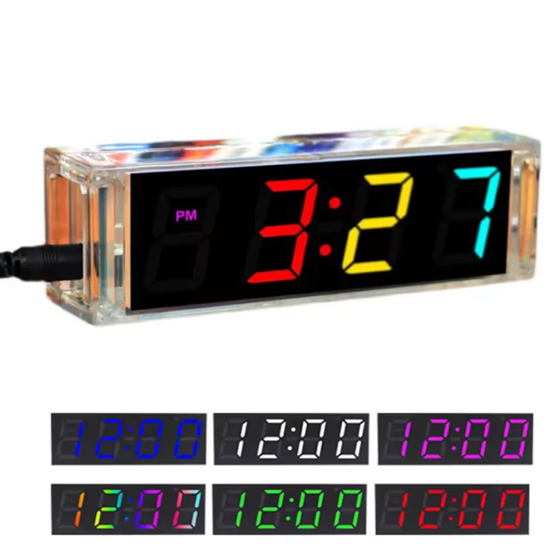 Colorful Digital Clock Kit - Displays Date, Day  Week, Temperature with Alarm Function, Soldering Practice DIY Electronic Kit