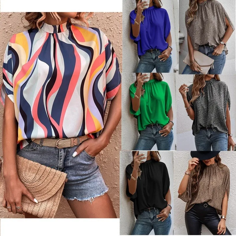 Shirt Women's Casual Print Split Bat Sleeve Women Blouse Vetement Femme Ropa Dama Blusas Femininos Ladies Blouse Chemisier Femme