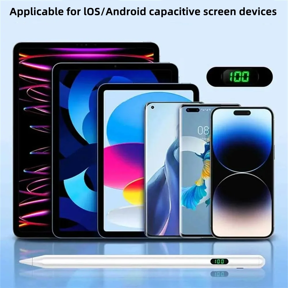 Universal Phone Touch Pen Stylus Pen With LED Digital Power Display For iPad Samsung Galaxy Tablet Pen For Android IOS Windows