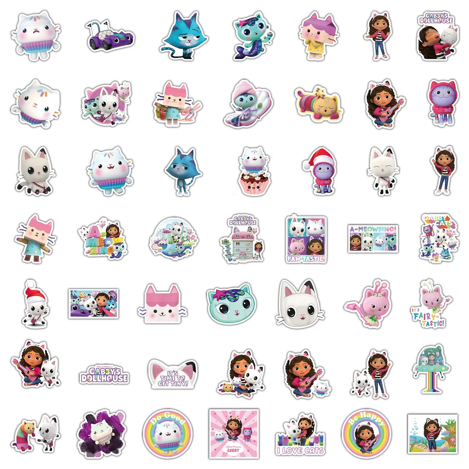 100Pcs Gabby\'s Dollhouse Stickers For Suitcase Skateboard Laptop Luggage Fridge Phone Car Styling Sticker