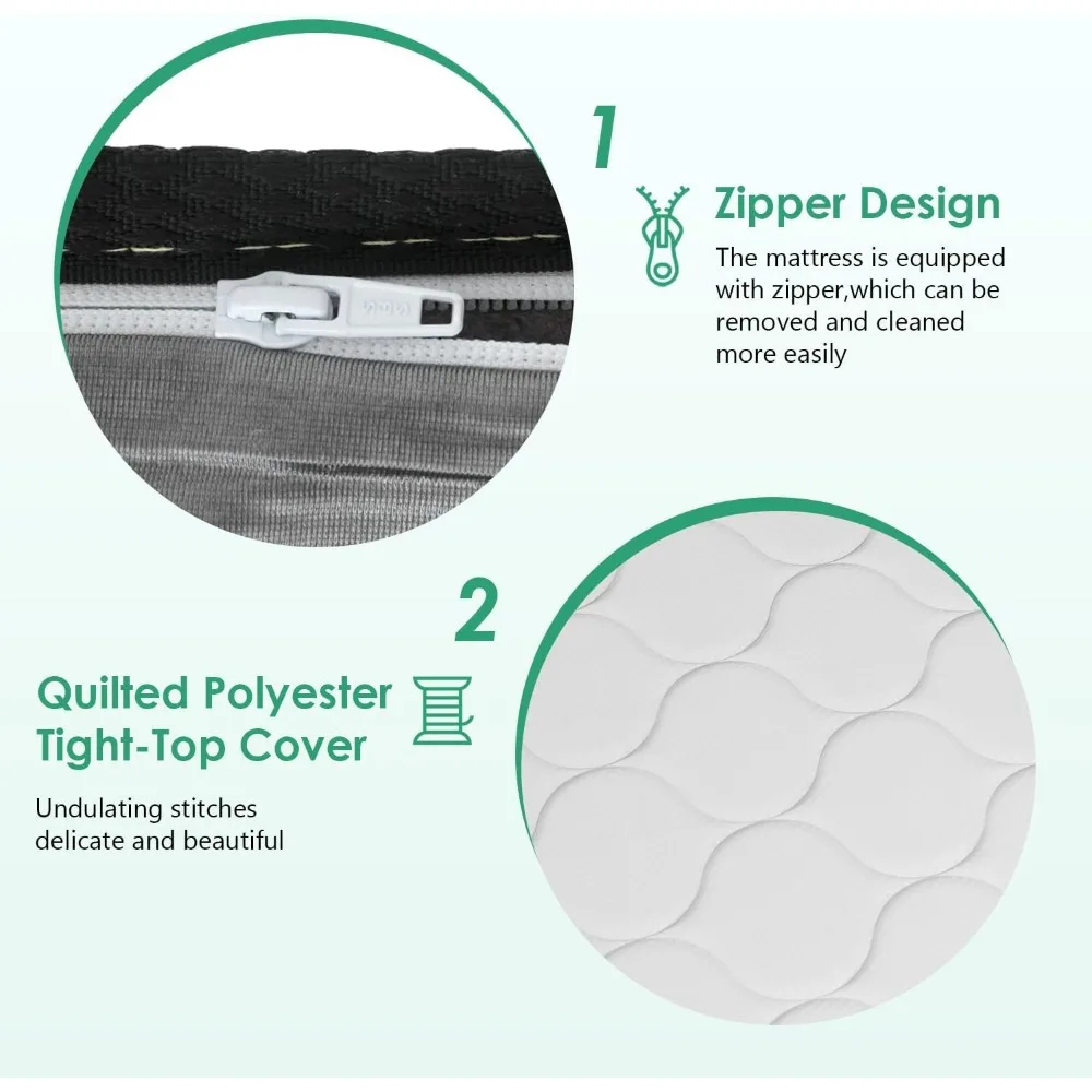 مرتبة هجينة متوسطة الحجم مقاس 6 بوصات باللون الأبيض - إسفنج عالي الكثافة وغطاء مسامي متضمن #6