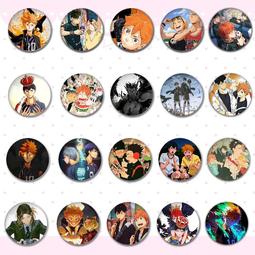 Coole Jungen I-HinataS S-Shoyo Abzeichen Runde Brosche Niedliche Cartoon-Idol-Cosplay-Abzeichen DIY Rucksack Kleidung Schmuck Anstecknadeln