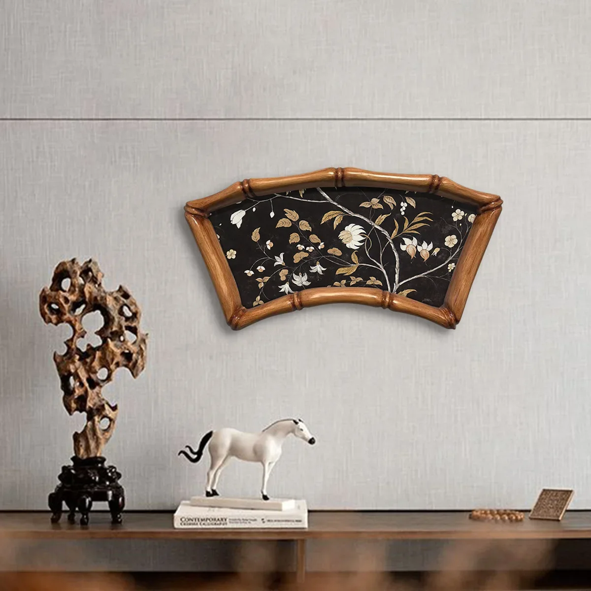 Nuevo Gabinete de porche de color café de bambú de estilo chino, mueble antiguo de un solo marco para sala de estar y dormitorio