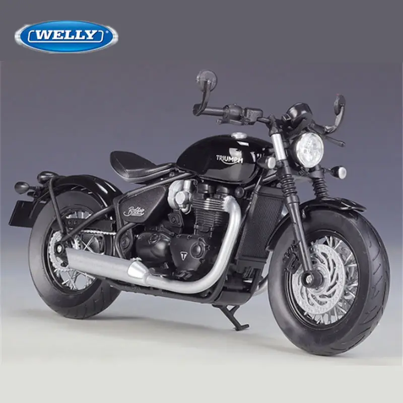 WELLY-Triumph Bonneville Bobber Modelo De Motocicleta, Liga De Corrida, Metal Fundido, Esportes, Simulação, Presente Infantil, 1:12