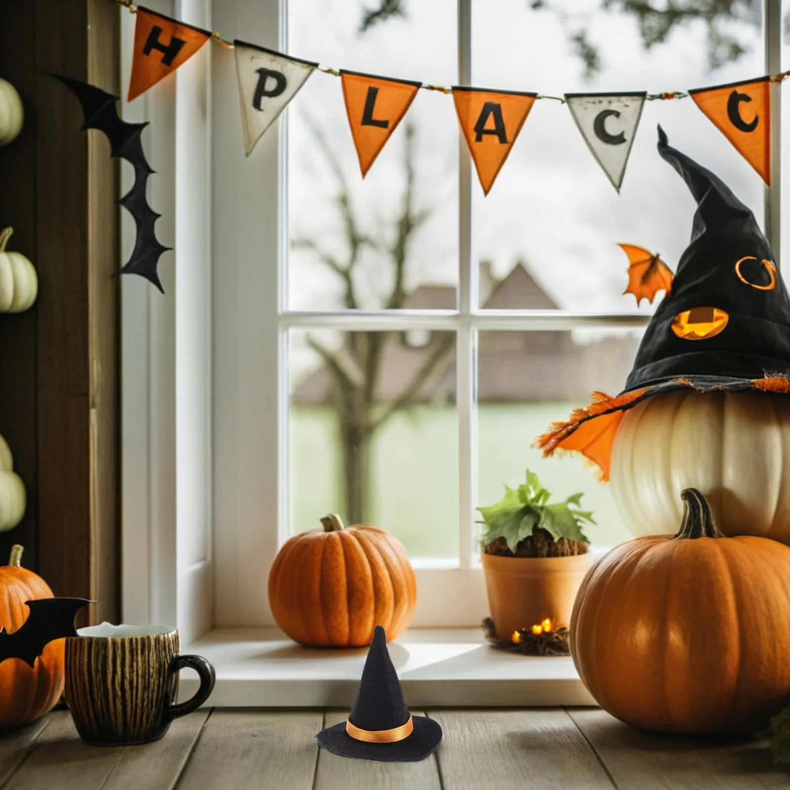 

10pcs Mini Hats Wine Bottle Decor Black Felt Party Table Decorations Halloween Props Hats DIY Crafts Gifts