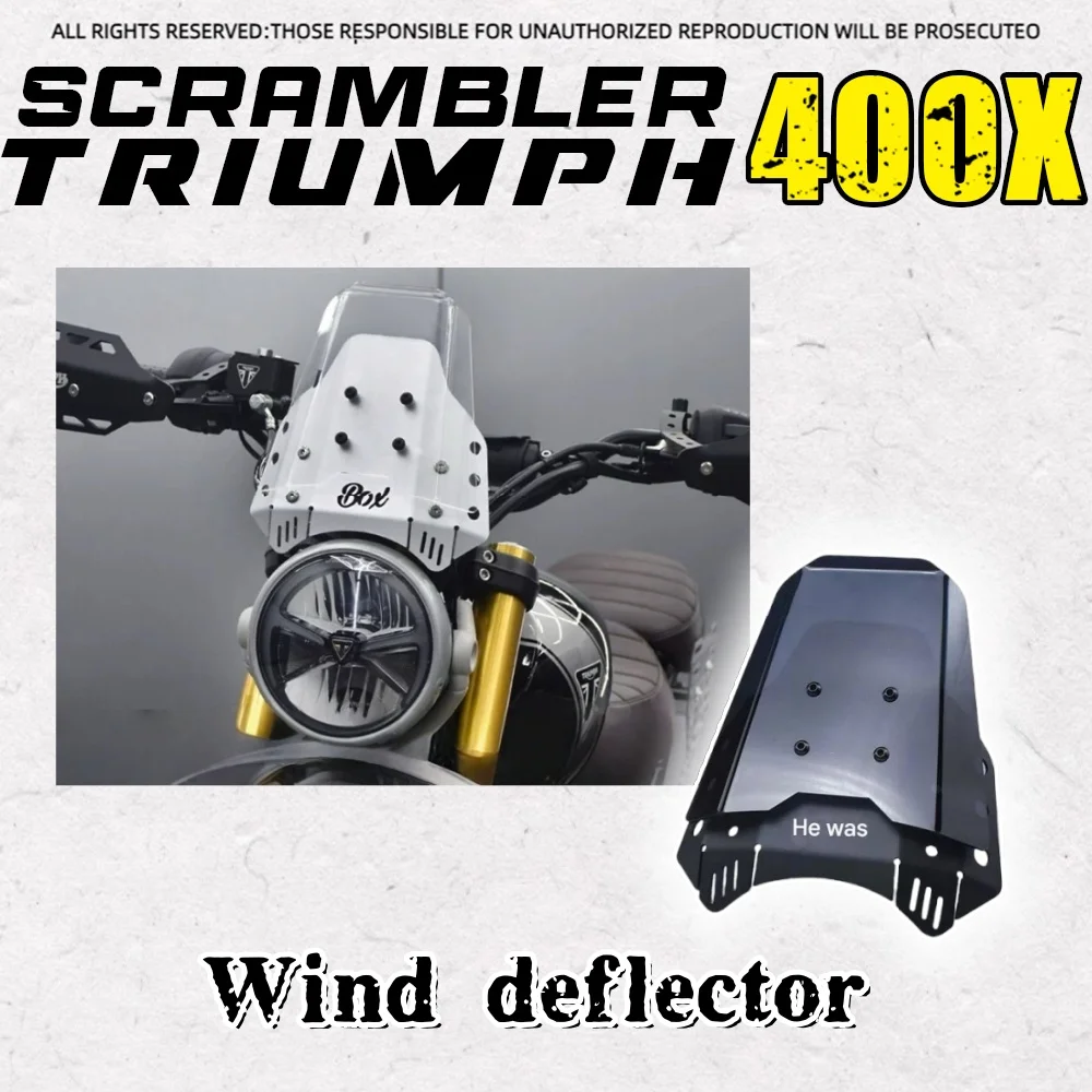 

For Triumph Scrambler400X headlight cover aluminum alloy transparent small windshield front windshield decorative cover