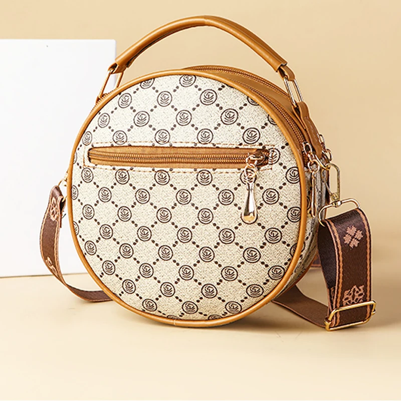 2025 Fashion PU Leather Women Round Handbags Lady's Shoulder Small Bags Famous Brand Designer Female Cross Body Purses And Bag