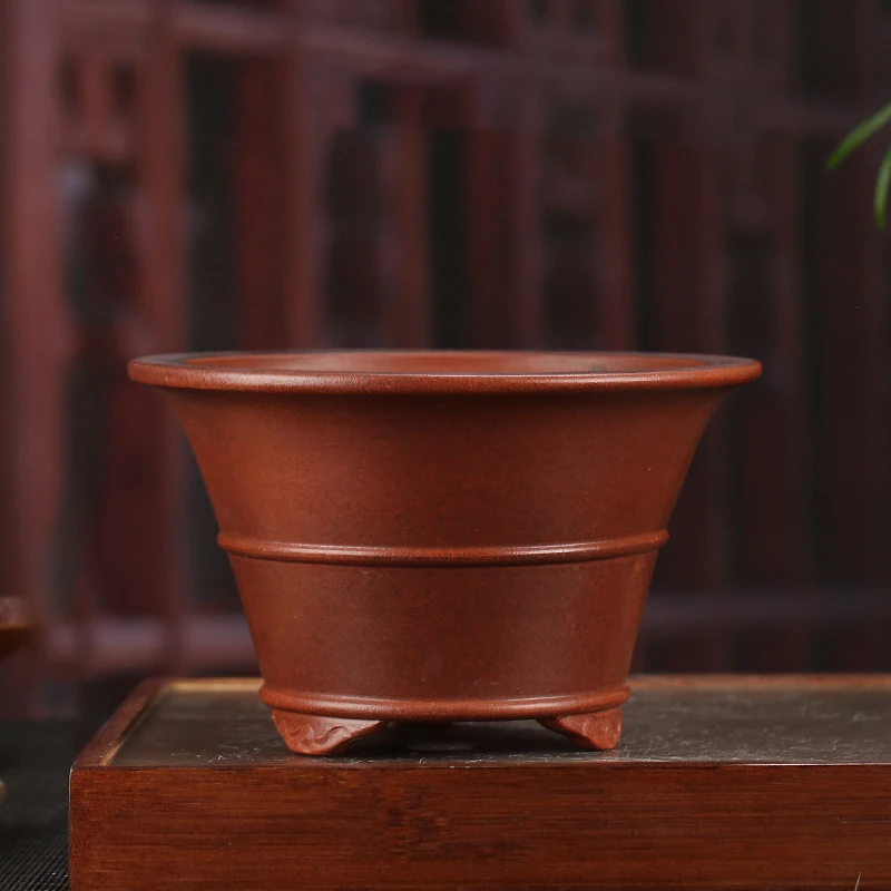 China Yixing Purple Clay Flowerpot Exquisite Retro Breathable Flowerpot Made by Traditional Craftsmanship Indoor Greenery Pots