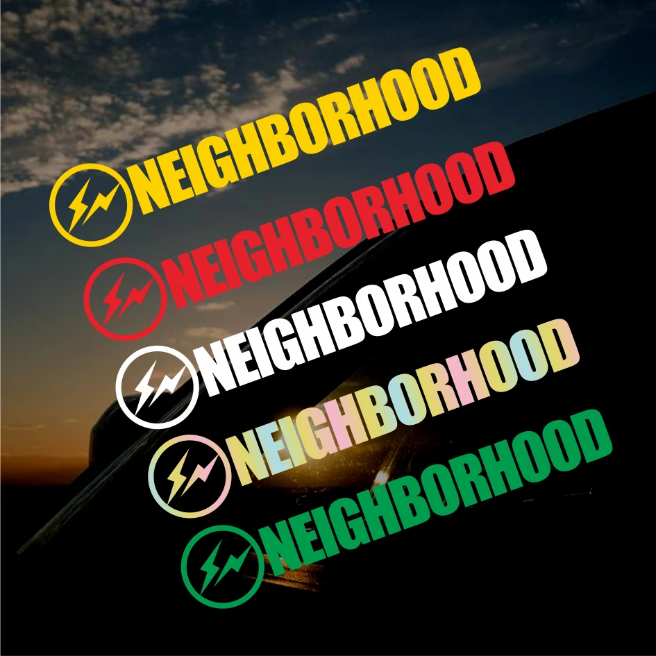 Lightning NEIGHBORHOOD Reflective Car Stickers Decor Window Body Front Rear Windshield Bumper Trunk Motorcycle Locomotive Decals