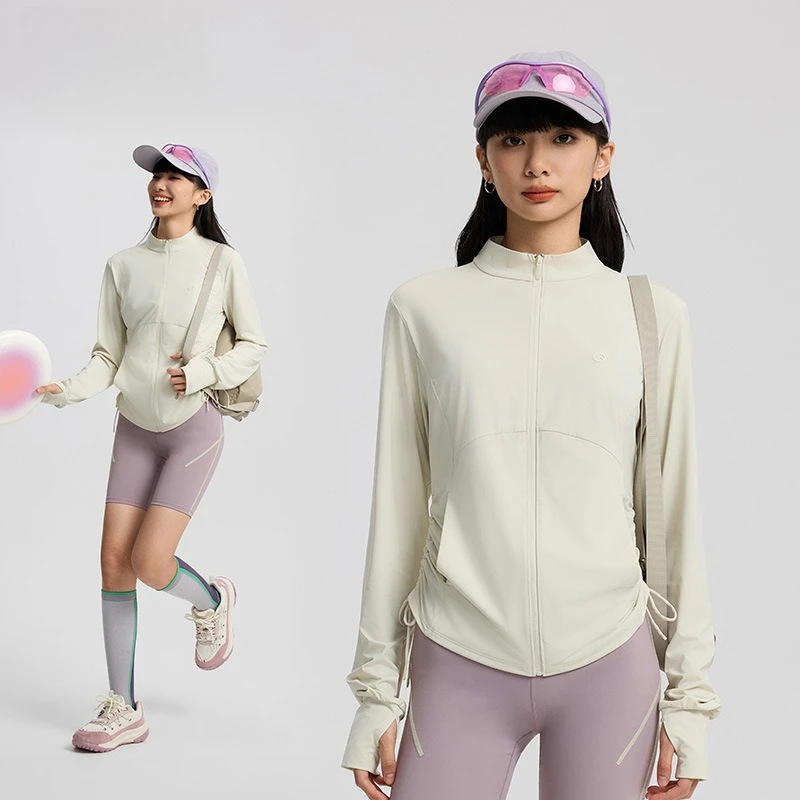 Damska kurtka chroniąca przed słońcem |   UPF 200+ |   Ultra przewiewna, chłodna i lekka koszulka z stójką do biegania na świeżym powietrzu i na kempingu