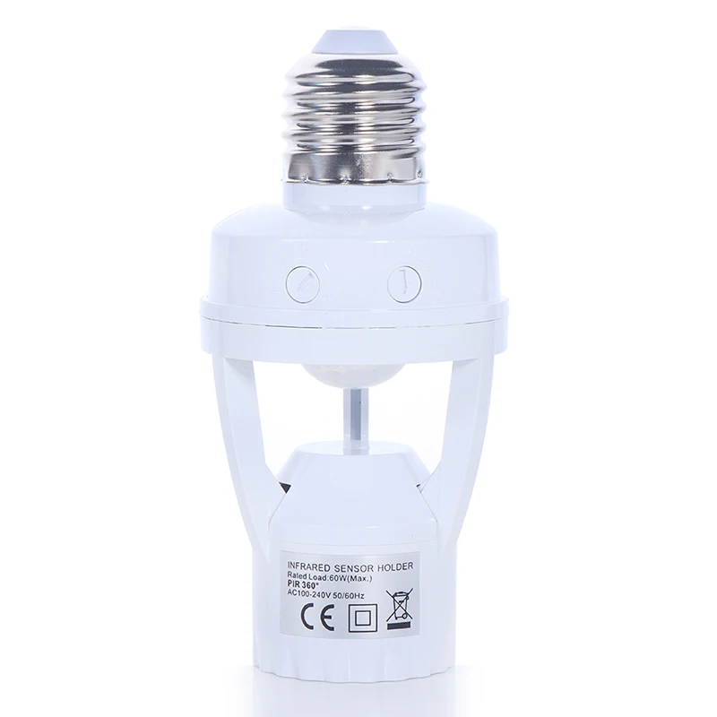 Przełącznik inteligentna żarówka LED 6A 220V czujnik ruchu na podczerwień indukcyjna PIR E27 konwerter Adapter gniazda uchwyt podstawy lampy LED