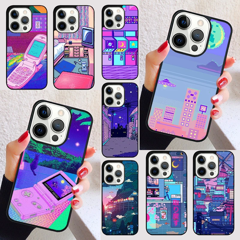 Vaporwave Pastel Aesthetic Art cover For iPhone 15 16 13 12 11 14 Pro Max Mini Max SE 2020 7 8 6S Plus Phone Case