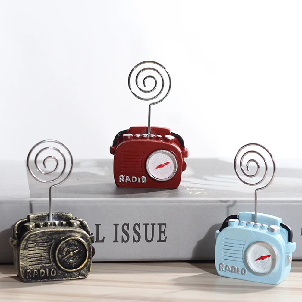 

4Pcs Resin Retro Phone Radio Clips Memo Clips Photo Cards Holder Notes Stand Desktop Decor Cards Clip Photo Folder