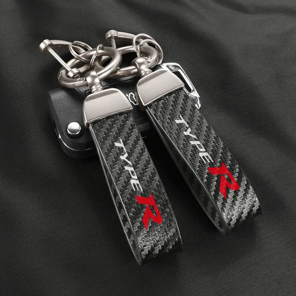 For Honda Civic Type R FK8 Type S Accessories Carbon Fiber Pattern Auto Key Holder Car Keychain Creative Styling Accessories