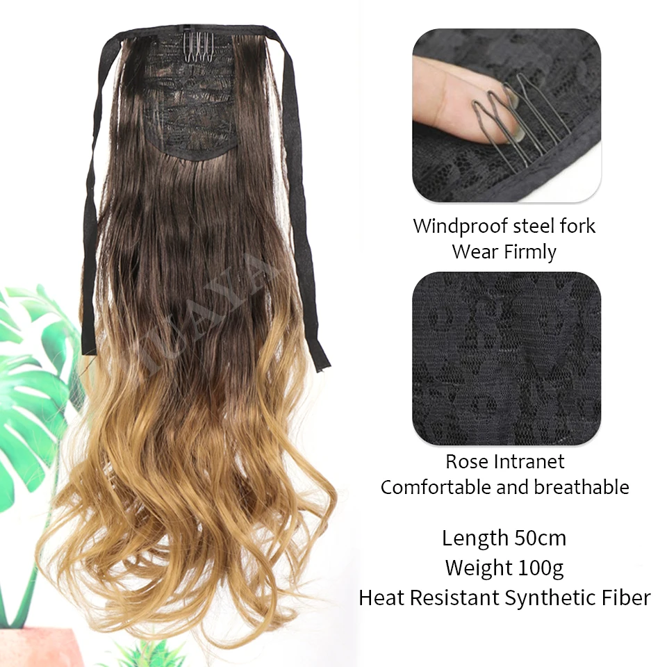 Synthetic Long Straight Hair Ponytail Hairpiece Extensions Ombre Drawstring Fake Hair Ponytail Heat Resistant Fiber