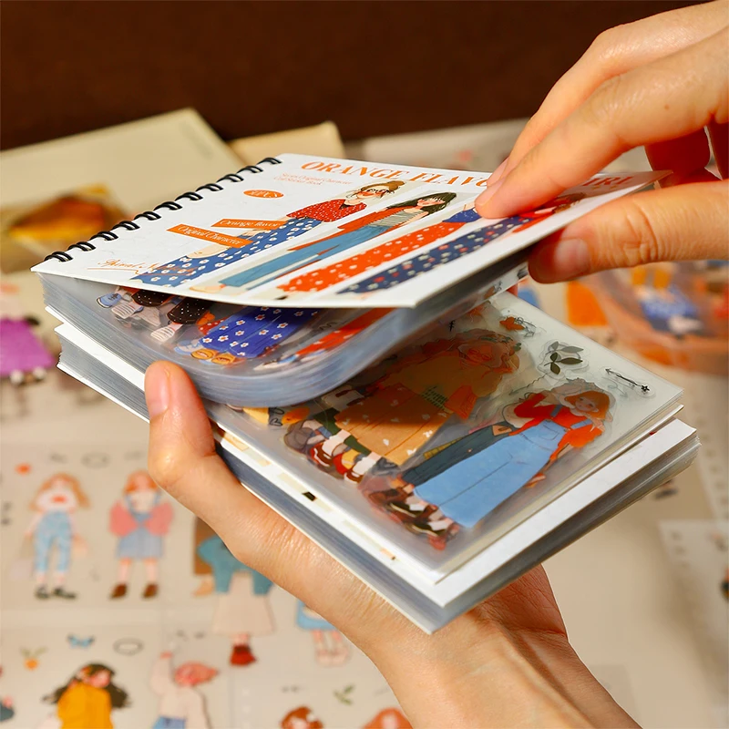 Journal GO 50 Stück Orangengeschmack Mädchen Kawaii Charakter Collage Scrapbooking Aufkleber Kreative Karte Handwerk DIY Statitonery Aufkleber