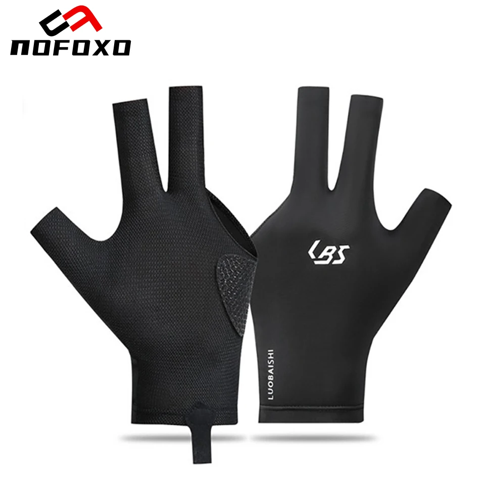 

NOFOXO 1PCS Three Fingers Snooker Billiard Glove Anti-Slip Breathable Elastic Billiard Training Gloves Left Hand Fitness