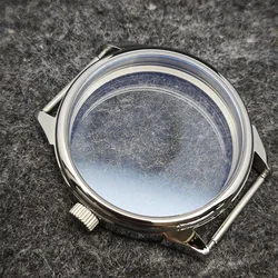 42mm Watch Case for ETA6497 Seagull ST36 Movement Polished Transparent Bottom Case Waterproof Watch Accessories