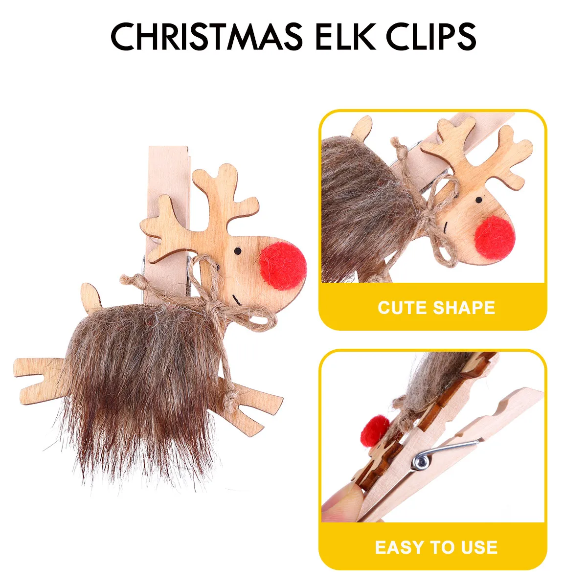 6Pcs Wooden Christmas Elk Clips Holder For Photo Display Christmas Home Decor Note Xmas Festive Decoration Paper