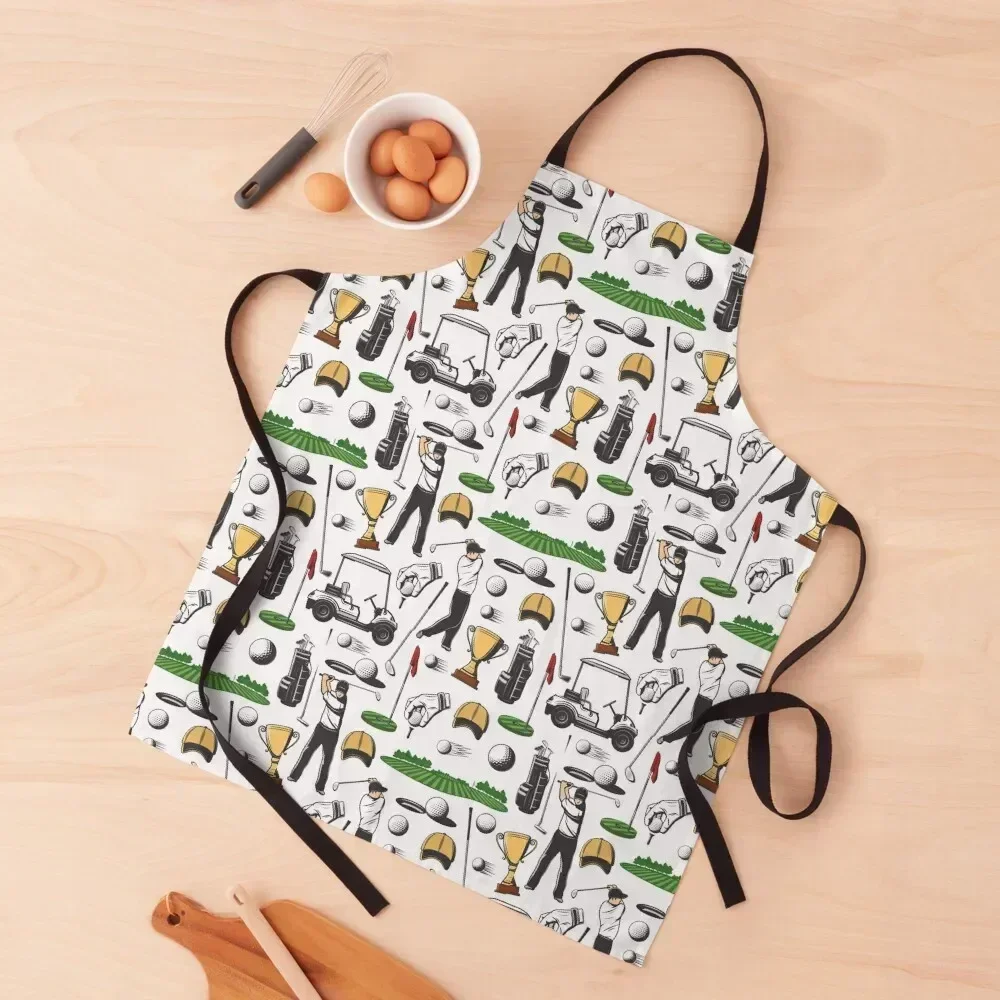 

Green Golf Golfing Clubs Trophy Putting Tee Apron Men'ss Ladies Chef Uniform Woman Things For Home And Kitchen Apron