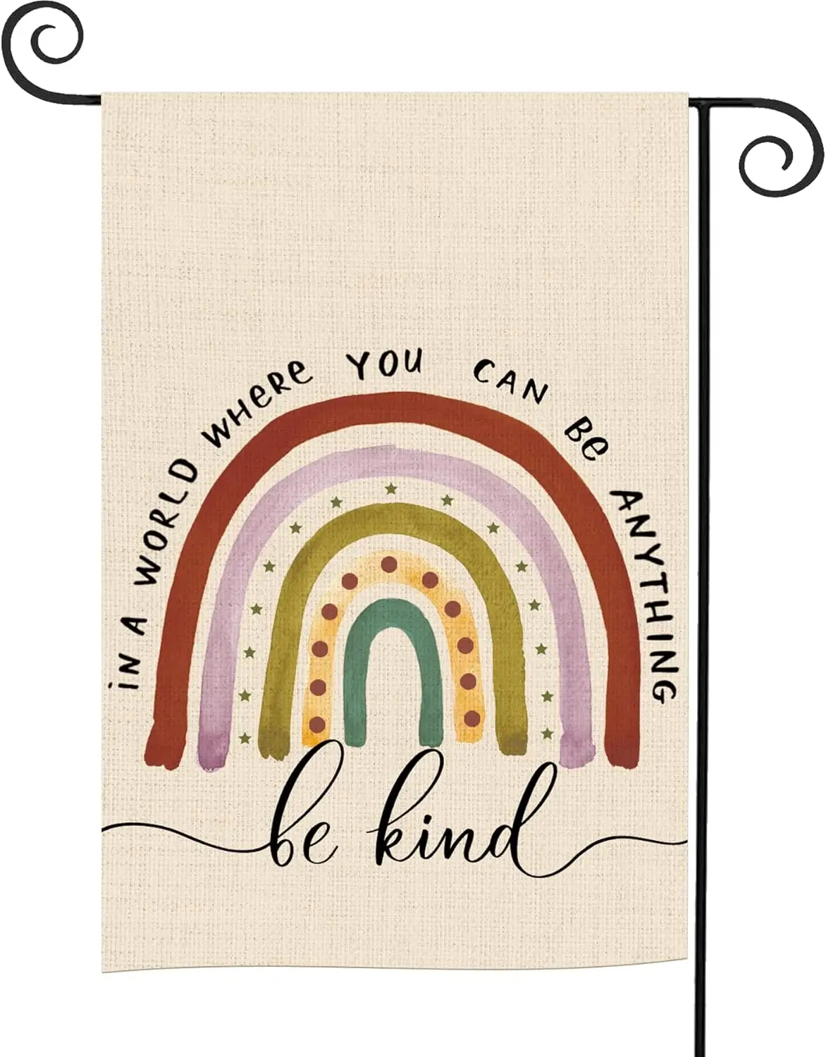 Двусторонний садовый флаг Glawry Rainbow Boho Be Kind, 12x18 дюймов, в мире, где ты можешь быть чем угодно, мотивационный, эстетичный, SSL