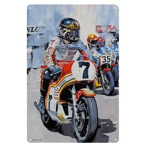 Vintage Racing Motorcycle Metallposter Blechschild 20x30cm-Aluminium