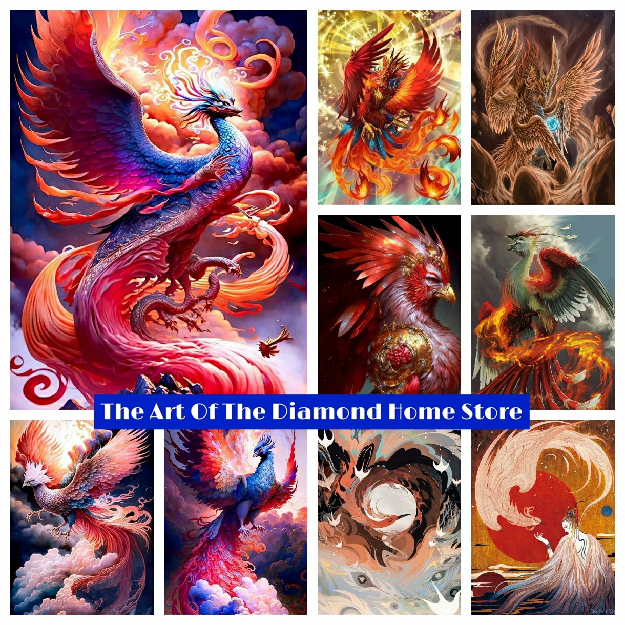 

5D DIY AB Drills Diamond Painting Flying Fire Phoenix Art Embroidery Cross Stitch Mosaic Children's Gifts Home Decor 2023 New