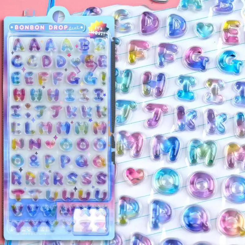 الملونة 3D الكرتون الأبجدية الإغاثة ملصق DIY مجلة مخطط صور زينة طالب مكافأة ملصق القرطاسية #4