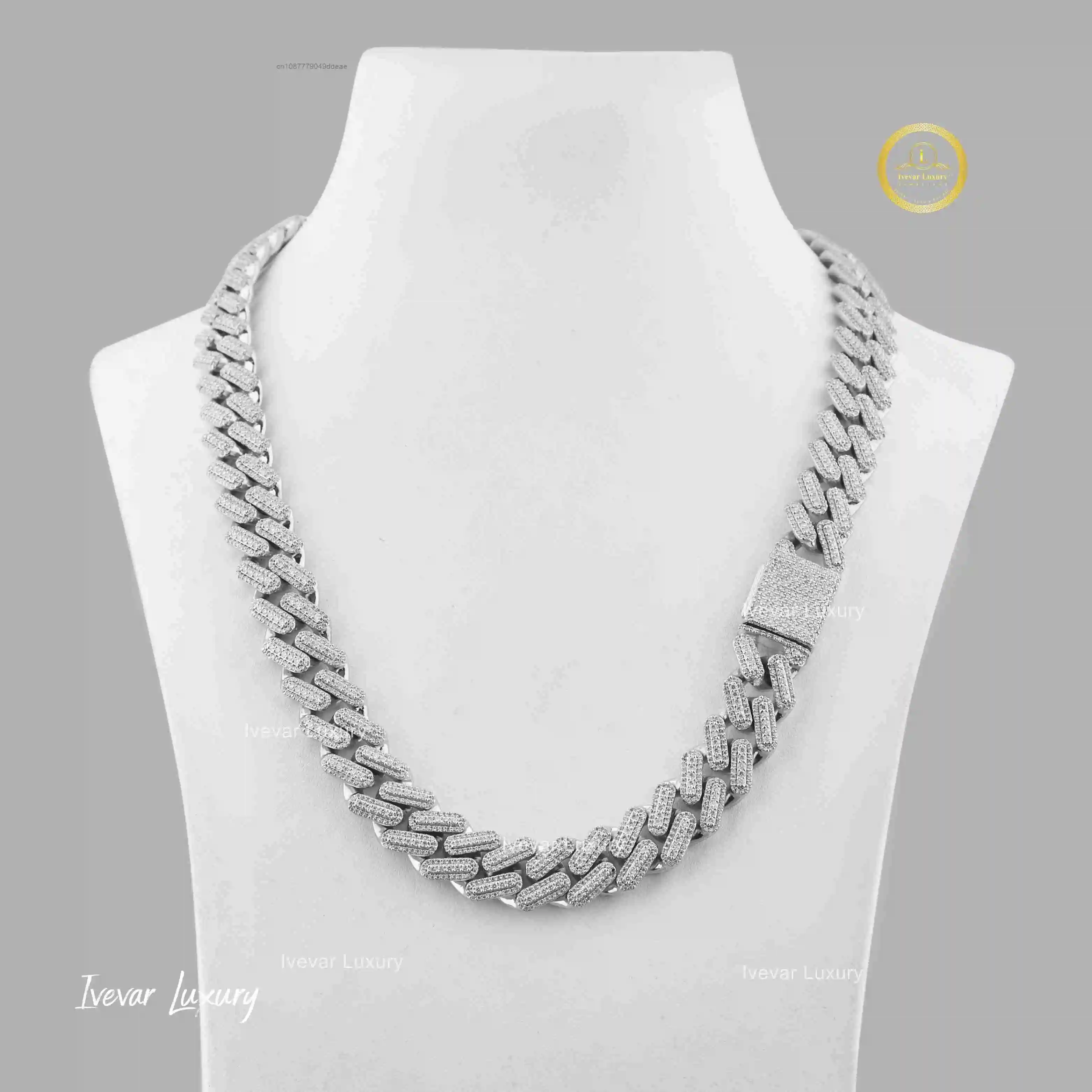 

100% Pass Tester 2Rows VVS Moissanite Diamond 8mm-20mm Wide Solid Silver Cuban Link Chain for Hip Hop Rapper Fashion Necklace